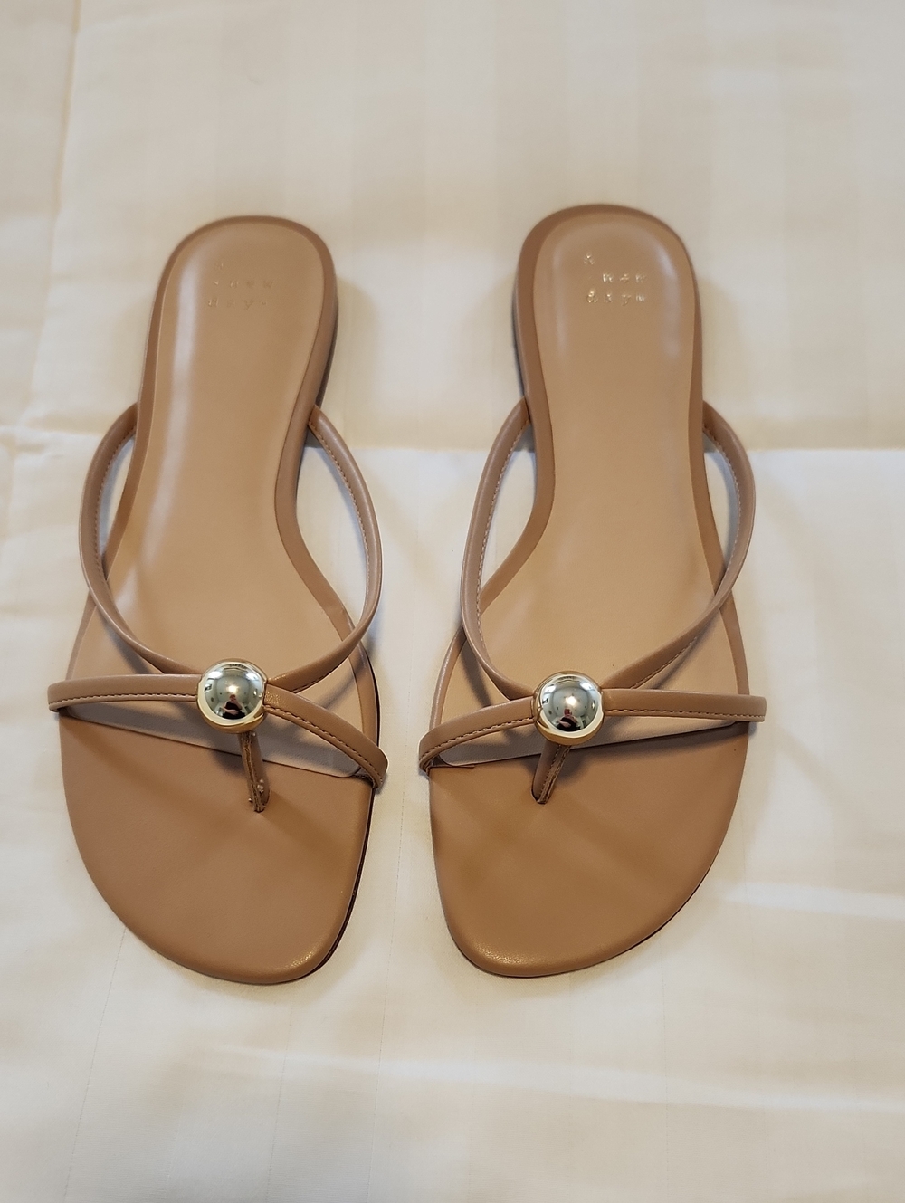 Target Women's Tan Thong Sandals with Gold Accent